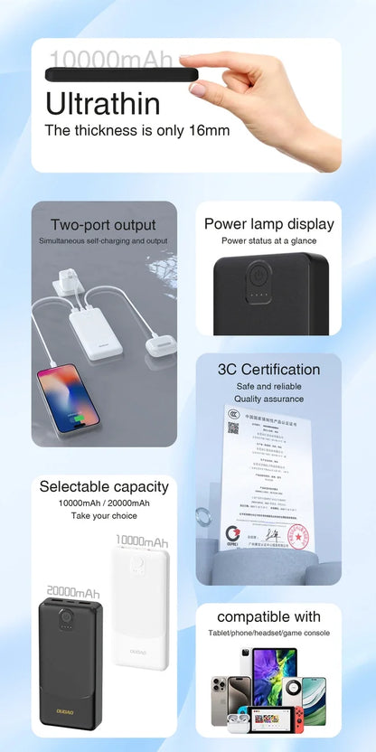 Powerbank Dudao K10 10000mah 2.4a 2 X Usb-a - Siyah