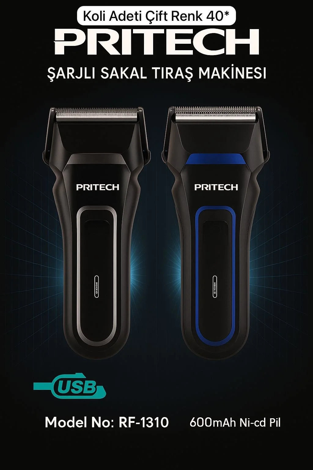 Pritech Şarjlı Sakal Tıraş Makinesi Seyahat Rf-1310
