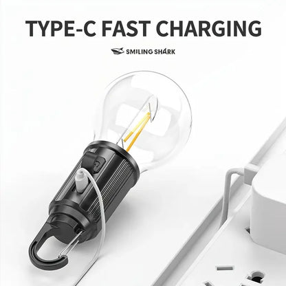 Rustik Taşınabilir Şarjlı Tasarruflu Ampul 10w Led Lamba Type-c Şarj Askılı Asma Aydınlatma