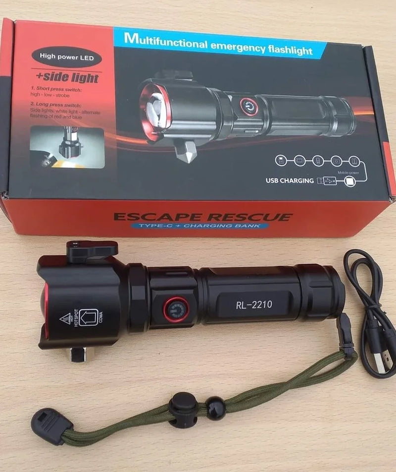 Şarjlı El Feneri Yüksek Güçlü Led Işık Usb İle Şarj Escape Rescue