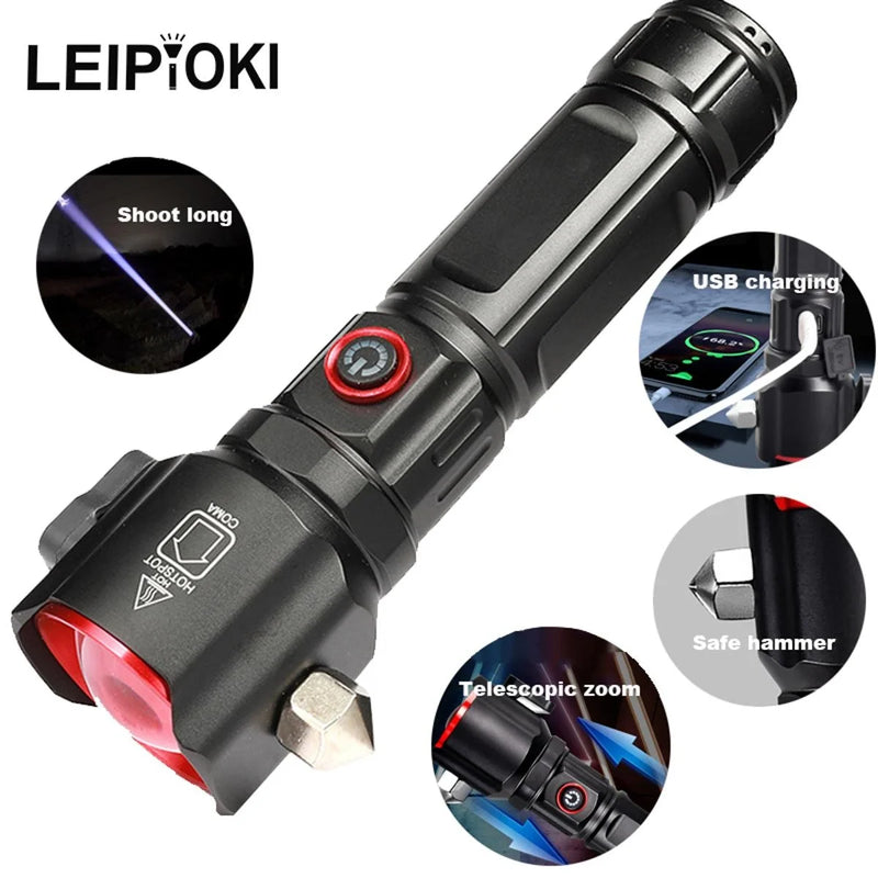 Şarjlı El Feneri Yüksek Güçlü Led Işık Usb İle Şarj Escape Rescue