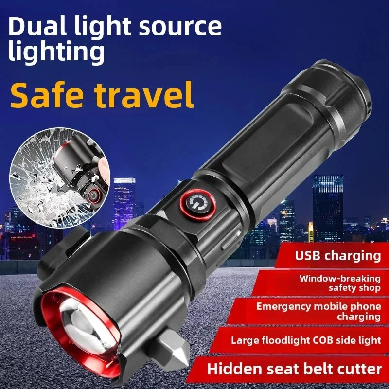 Şarjlı El Feneri Yüksek Güçlü Led Işık Usb İle Şarj Escape Rescue