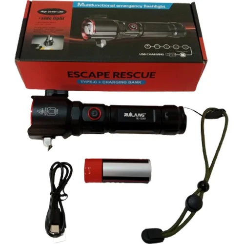 Şarjlı El Feneri Yüksek Güçlü Led Işık Usb İle Şarj Escape Rescue