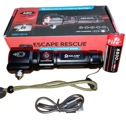 Şarjlı El Feneri Yüksek Güçlü Led Işık Usb İle Şarj Escape Rescue