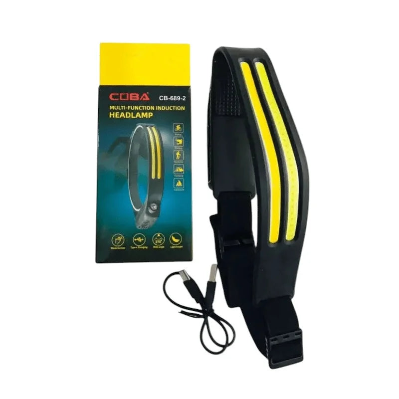 Sensörlü Far Cob Led Far Şarj Edilebilir Kafa Feneri 18650 Dahili Pil Açık Hava Balıkçılık Kamp Baş Feneri Fener