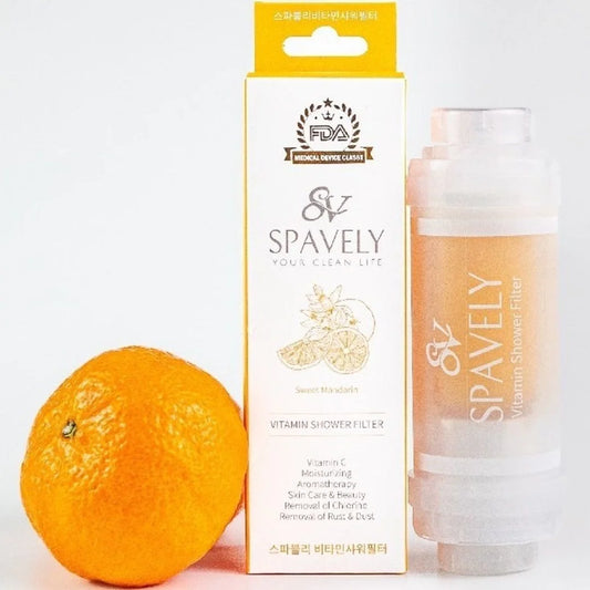Spavely Vitamin C Duş Filtresi Her Türlü Cilt Tipini Ve Özellikle Kuru Ciltleri Nemlendirmek İçin, Kore Güzellik Ürünü (tatlı Mandalina)