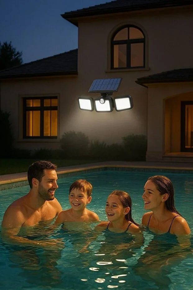 Volemi Üçlü Solar Led Projektör – Beyaz Işık – Sensörlü Dış Mekân Aydınlatma