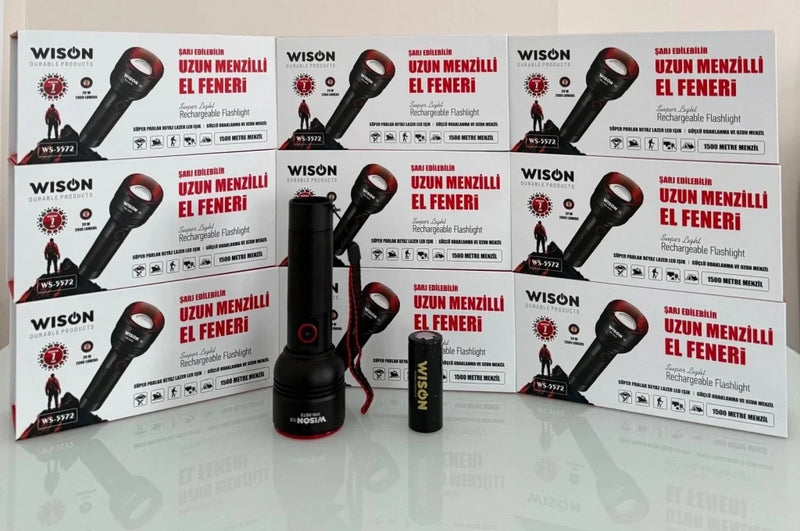 Wıson Ws-5572 20w Uzun Menzilli Şarjlı Metal El Feneri