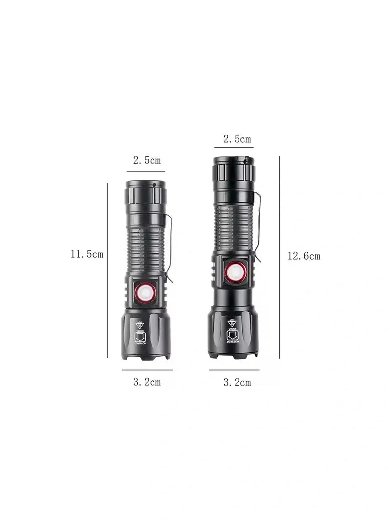 Ws-2828 Ultra Usb Şarjlı Polis El Feneri, Bekçi, Asker El Feneri Kırmızı Mavi Çakarlı 1000 Lümen