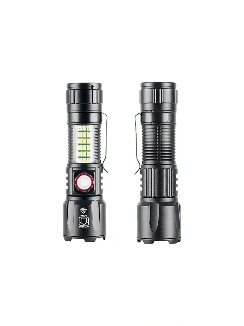 Ws-2828 Ultra Usb Şarjlı Polis El Feneri, Bekçi, Asker El Feneri Kırmızı Mavi Çakarlı 1000 Lümen