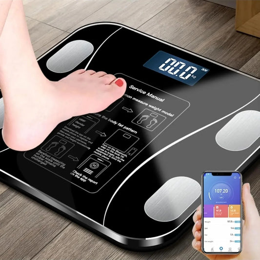 Yağ Ölçer Fonksiyonlu Dijital Baskül Elektronik Tartı Akıllı Bluetooth Lcd Dijital Ekran Ev Vücut