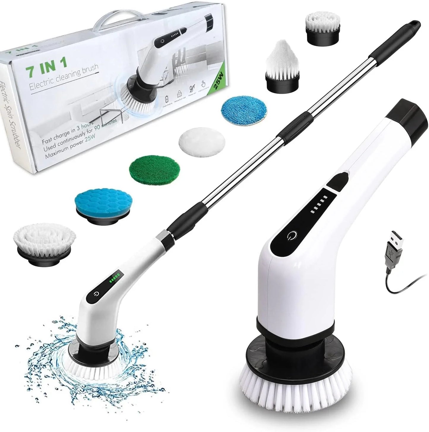 Yeni Nesil 7 Temizleme Başlıklı Dijital - Banyo-mutfak-araç Temizlik Fırçası Seti