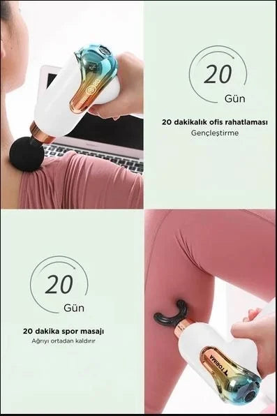 Yeni Nesil Darbeli Titreşimli Şarjlı Sporcu Masaj Tabancası 4 Başlıklı Lc-002